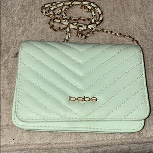 Bebe Light Green Quilted Crossbody Bag